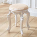 Elegant Silver White Leather Vanity Stool with European Flair