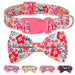 Floral Patterned Adjustable Dog Collar with Bowknot - Padded Nylon for All Breeds