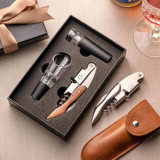 Custom Engraved Stainless Steel Wine Opener Set - Ideal Gift for Wine Lovers and Groomsmen