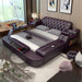 Luxury Leather Bed Frame with Massage, Storage, Safety, Speaker, and LED Lights - Deluxe Bedroom Furniture Collection