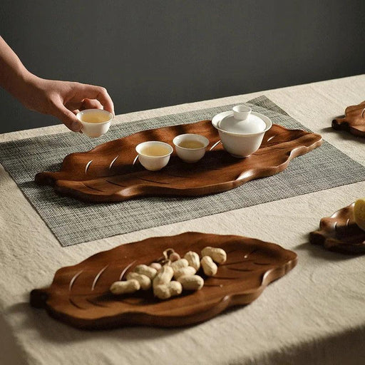 Stylish Acacia Wood Serving Tray for Tea and Culinary Delights