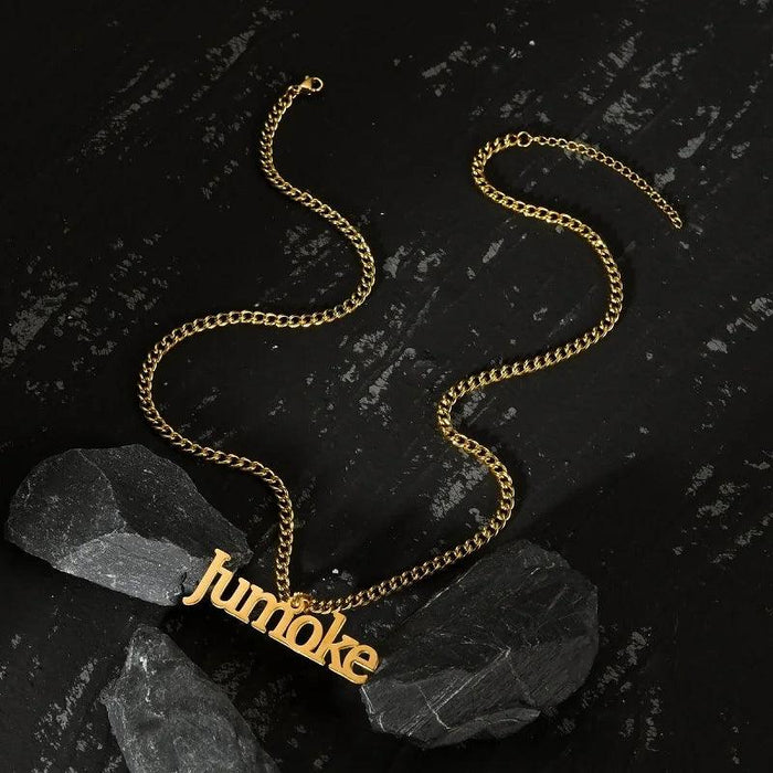 Personalized Unisex Stainless Steel Name Necklace with Chunky Chain