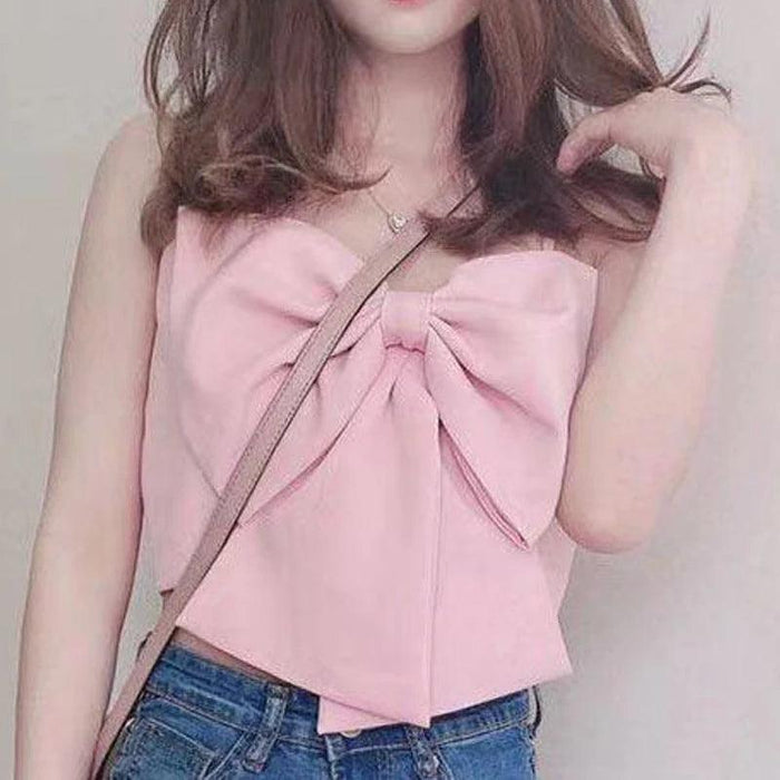 Chic Bow-Detail Sleeveless Summer Sling Top