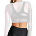 Sleek Sheer Black Mesh Long Sleeve Crop Top - A Must-Have Fashion Essential for Women