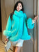 Chic Korean Wool Cape Coat for Women with Luxurious Fox Fur Trim - Must-Have Autumn Outerwear