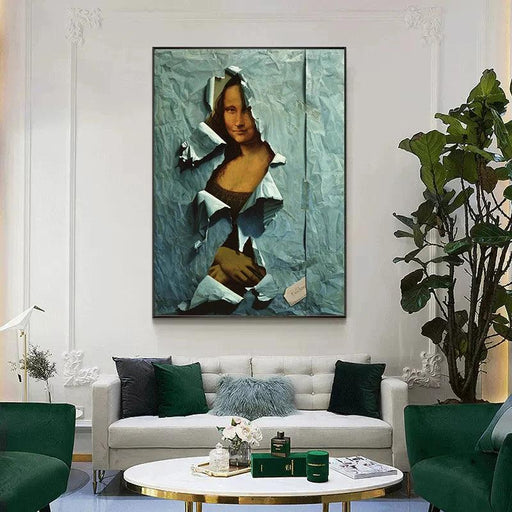 Blue Mona Lisa Canvas: Contemporary Art for Unique Home Decor