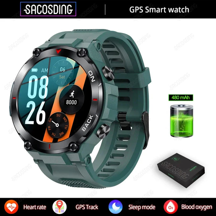 Premium Outdoor GPS Fitness Watch for Men - 2024 Model with Heart Rate Monitoring and Waterproof Design