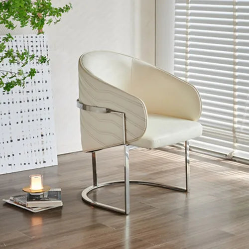 Elegant Italian Leather Dining Chairs with Sturdy Stainless Steel Base - Transform Your Home Décor