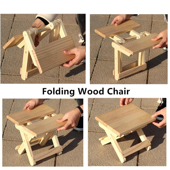 Kids' Solid Wood Folding Stool - Perfect Portable Seat for Camping & Home Use