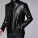 Men's Trendy Faux Leather Biker Jacket with Stand Collar - Cozy and Wind Resistant for Autumn and Winter