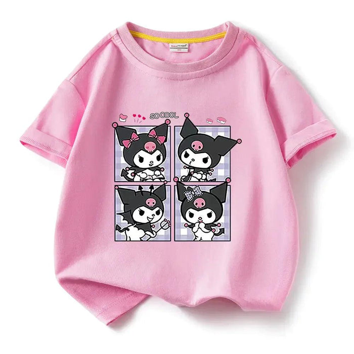 Kawaii Kuromi Anime Kids Summer T-Shirt - Cute Cartoon Tee for Boys and Girls