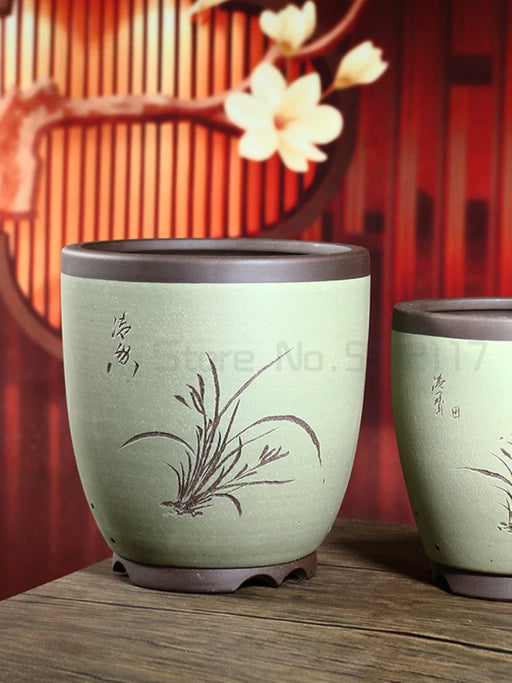 Purple Sand Classic Bonsai Flowerpot for Clivia Plants