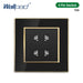 Luxurious Black Acrylic Switch Panel with Gold Accents & Universal Sockets - 220V, Multi-Gang, Modern Design - Illuminated Control Panel with USB Charging Feature