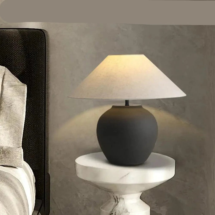 Chic Wabi Sabi Ceramic Table Lamp - Customizable Brightness & Color for Elegant Spaces