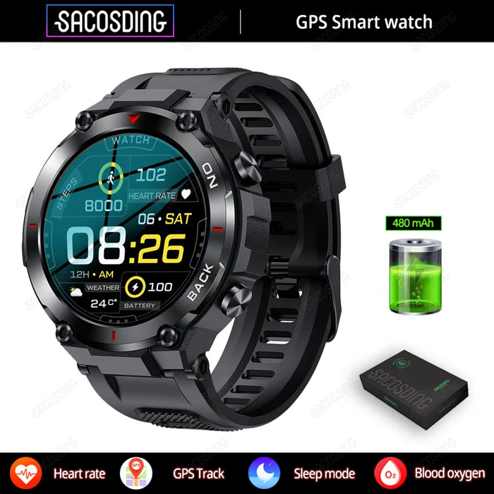 Premium GPS Fitness Smartwatch for Men with Monitoring and IP68 Waterproofing - Activity Tracker for Android and iOS