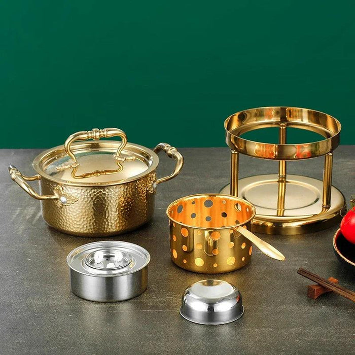 Solo Dining Stainless Steel Pot Set with Integrated Alcohol Burner