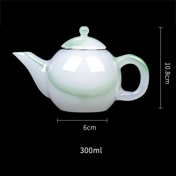 Elegant Jade Green Porcelain Tea Set - Deluxe Brewing Experience