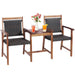 Rattan Loveseat Bench with Acacia Wood Frame and Umbrella Hole Table for Outdoor Relaxation