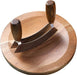 Double Blade Mezzaluna Chopper and Acacia Wood Board Set - Ideal for Efficient Herb, Nut, and Vegetable Preparation