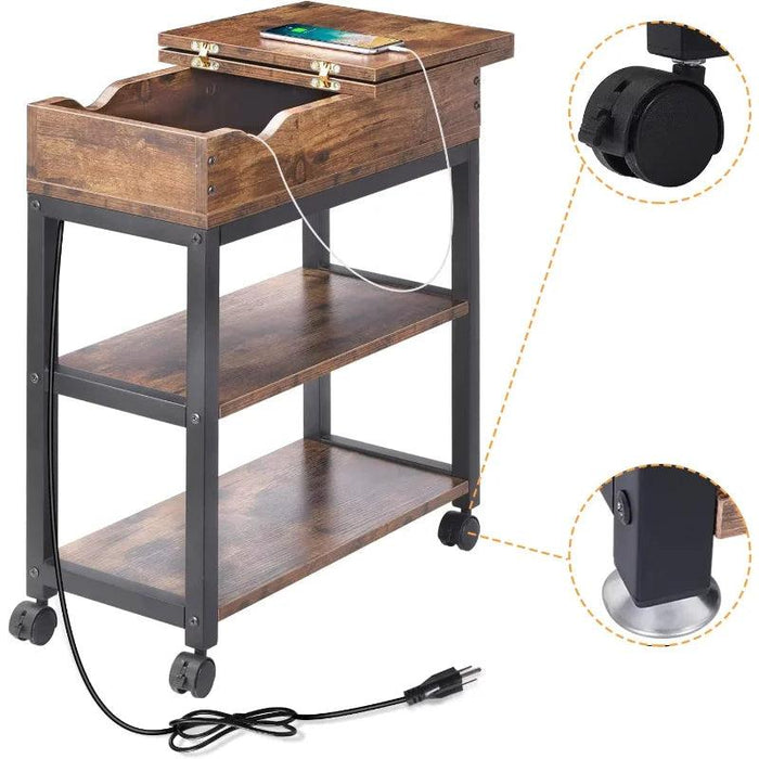 Versatile Charging End Table with Storage Solutions for Compact Living Spaces