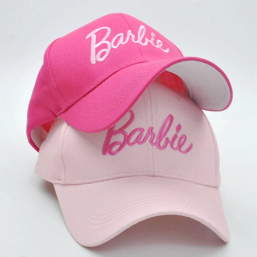 Stylish Disney Barbie Pink Baseball Cap for Girls with Embroidered Lettering - Adjustable Hat