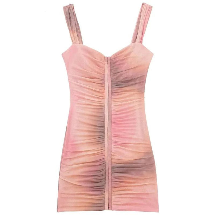 Chic Backless Mini Dress with Vibrant Tie Dye and Ruffles - Must-Have for Summer Parties