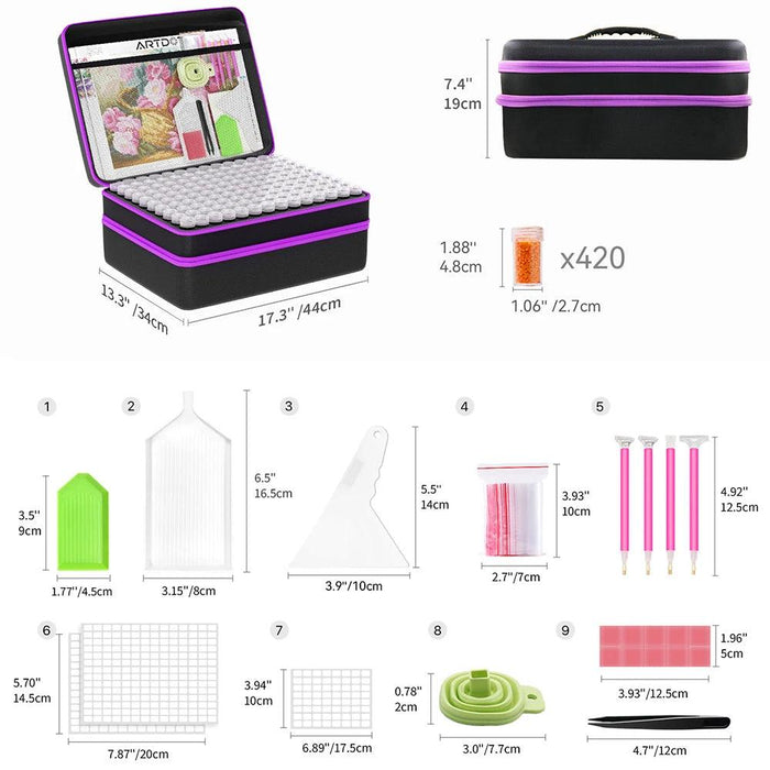 Extraordinary 420-Slot Diamond Painting Organizer with Essential Accessories for Creative Artists