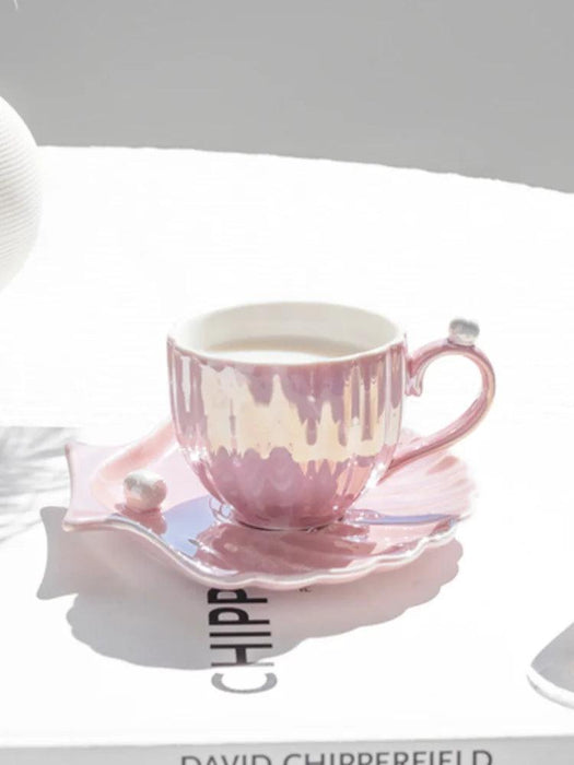 Opulent Pearl Shell Ceramic Tea and Coffee Set - Elevate Your Afternoon Ritual