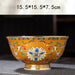 Ornate Chinese Ceramic Salad Bowl Set with Gold Trim - Elegant Enamel Tableware for Stylish Dining