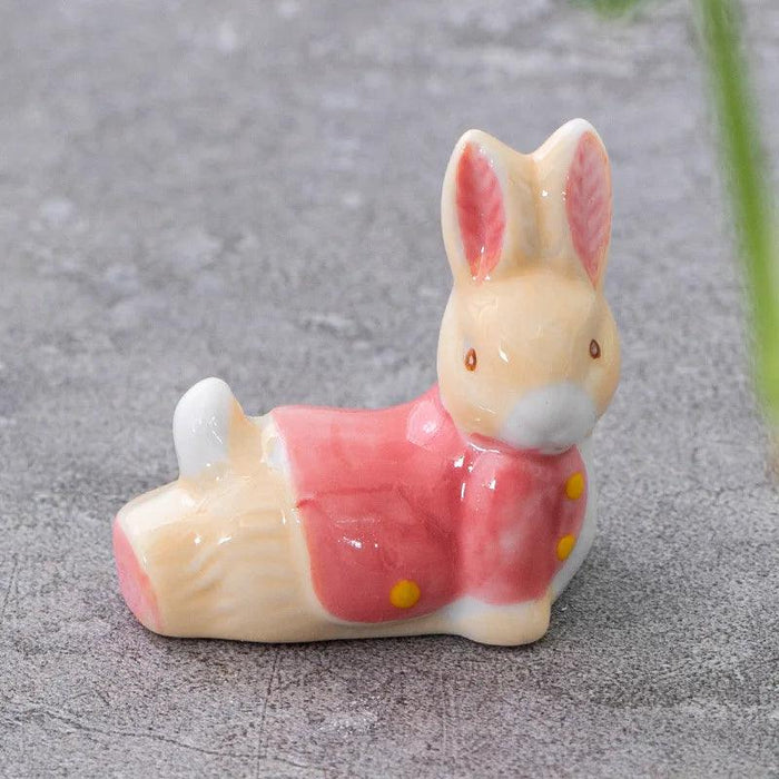 Charming Japanese Ceramic Rabbit Chopstick Rest and Home Accent Decor