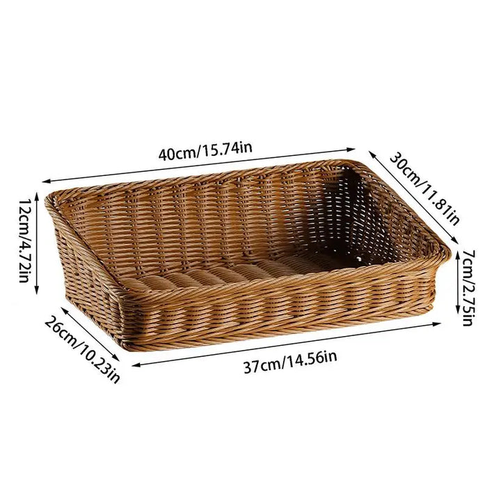 Rattan Woven Storage Tray with Handles - Versatile Organizer for Stylish Home Decor
