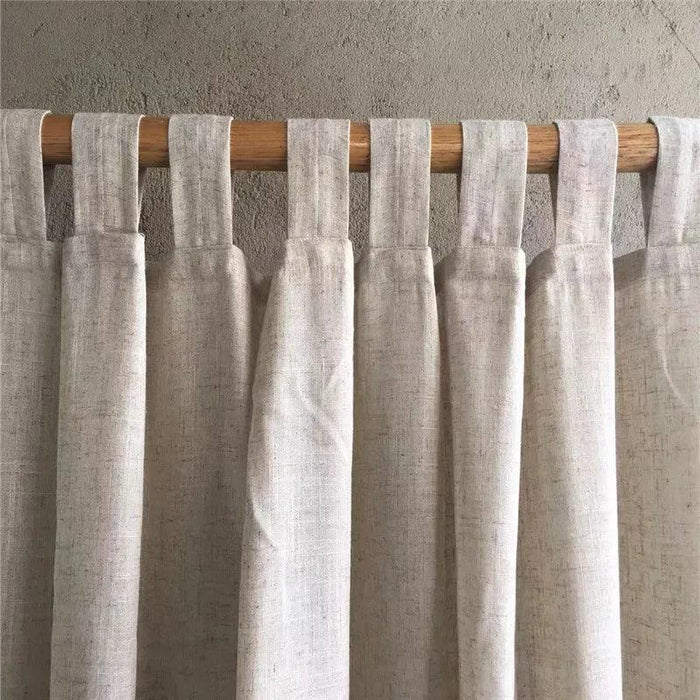 Elegant Customizable Beige Cotton Linen Semi-Blackout Curtains for Home & Cafe