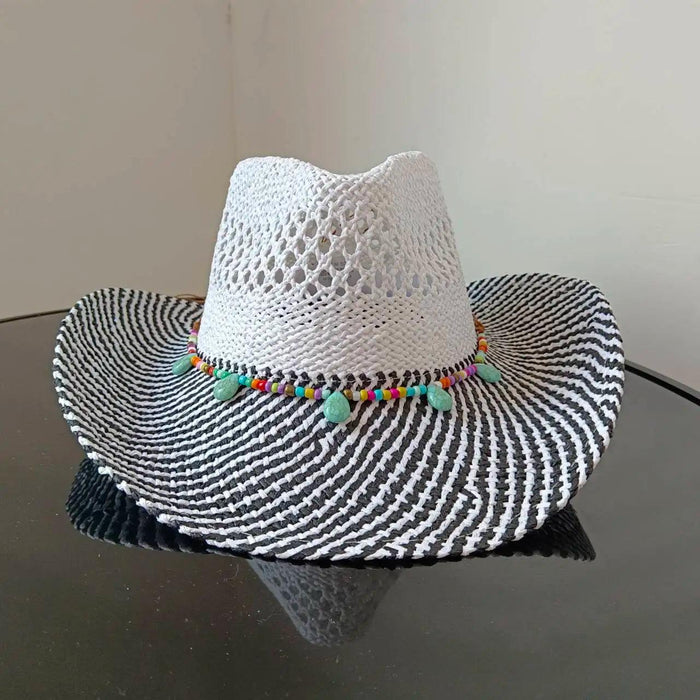 Lake Blue Western Cowboy Straw Hat Unisex with Adjustable Size