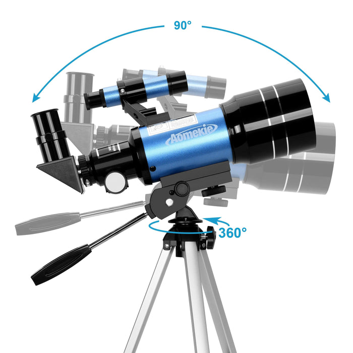 70mm Portable Astronomy Telescope Kit with Interchangeable Eyepieces, Adjustable Tripod, and Barlow Lens - Perfect for Budding Stargazers and Space Enthusiasts