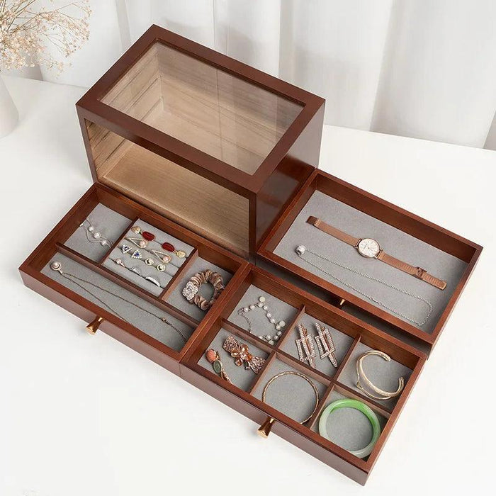 Artisan Crafted Wooden Jewelry and Makeup Storage Chest - Timeless Elegance for Women