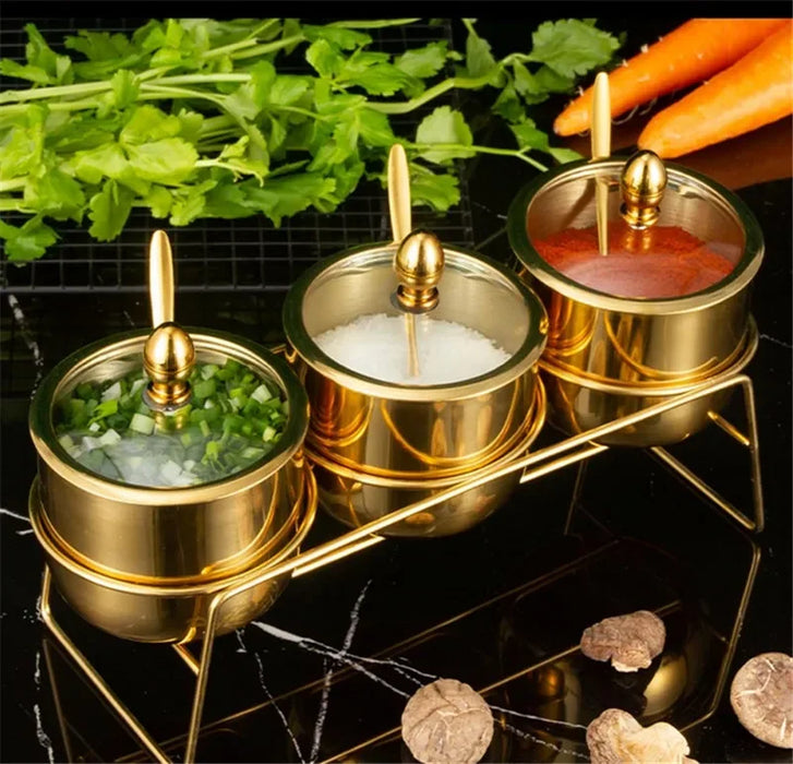 Elegant Stainless Steel Condiment Set with Wasabi Tray - Ideal for Hotpot, Dips, and More