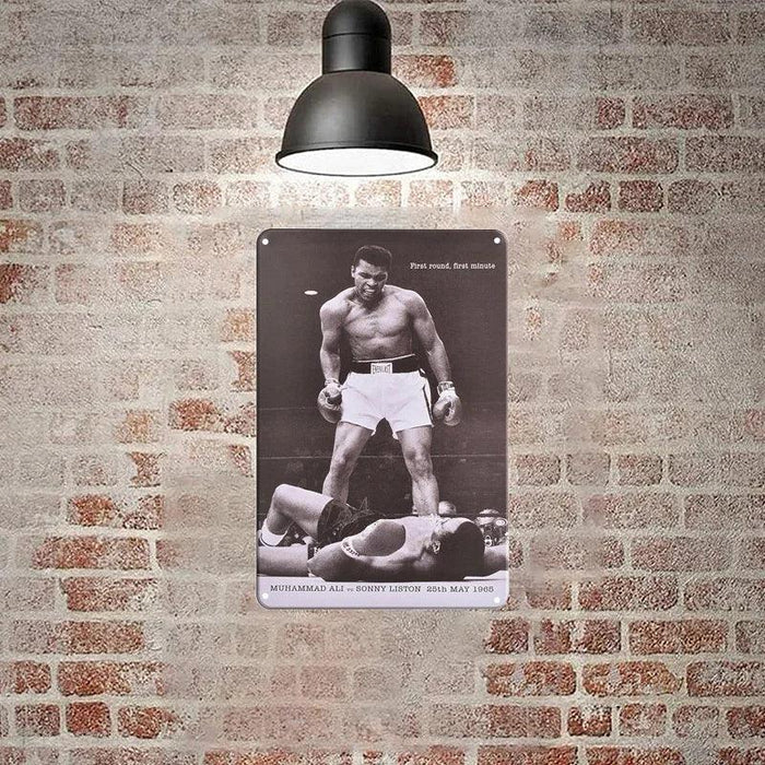 Vintage Boxing Champion Metal Sign for Authentic Man Cave Decor