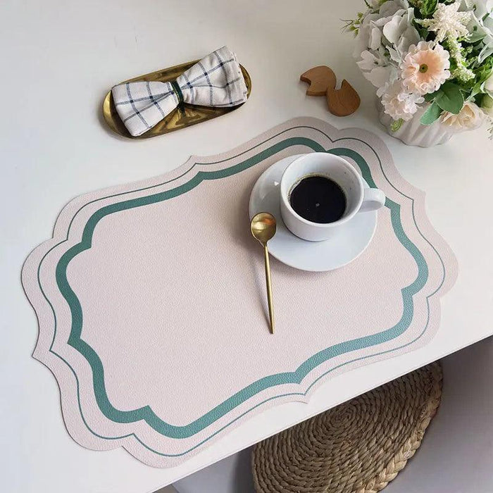 Chic Morandi Cream PU Leather Heat-Resistant Dining Table Mat - Stylish Western Food Placemat