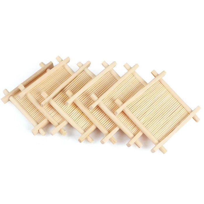 Set of 6 Stylish Natural Bamboo Square Coasters for Elegant Tea and Dessert Serving