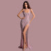 Radiant Rhinestone Mermaid Gown with Elegant Side Slit and Chic Neck Accessory for Women