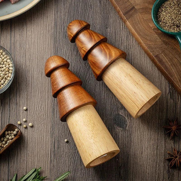 Set of 3 pcs - Elegant Adjustable Wooden Spice Grinder Set for Gourmet Cooking