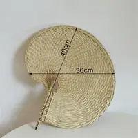 Vintage Raffia Hand Fan - Artisan Bamboo Cooling Accessory for Elegant Summer Celebrations