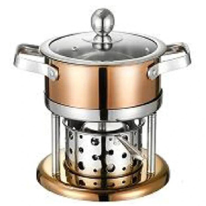 Solo Dining Stainless Steel Pot Set with Integrated Alcohol Burner