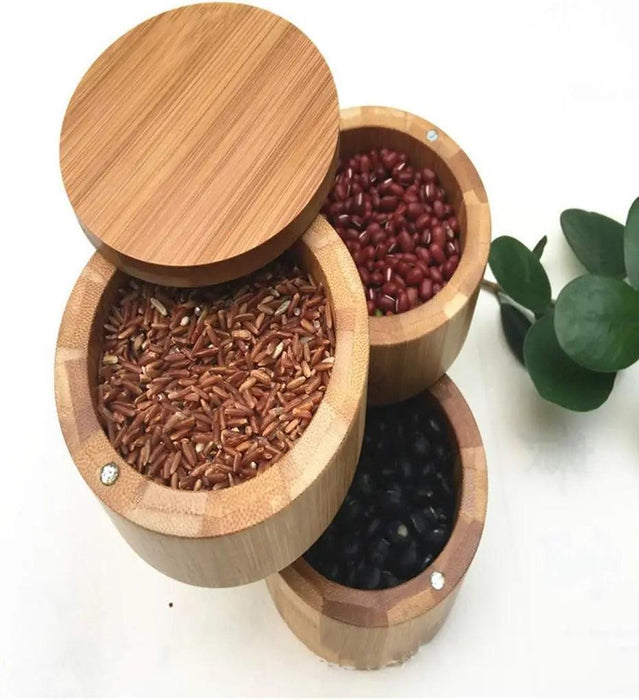 Eco-Friendly Bamboo Spice Storage Set with Spoon - Stylish Seasoning Organizer