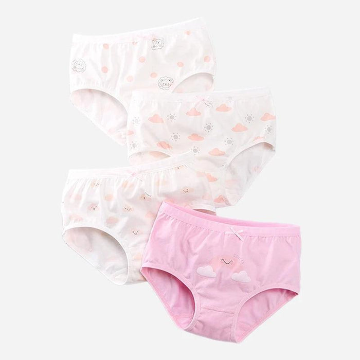 Kids' Summer Antibacterial Cotton Briefs 4-Pack - Fun Cartoon Underwear for Girls Ages 3-8, Soft and Breathable