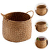 Rustic Seagrass Desktop Organizer and Storage Basket for Home Decor