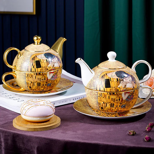 European Aristocracy Inspired Fine Bone China Tea Set with Elegant Lady's Portrait