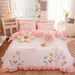 Pastoral Elegance: Embroidered Floral Cotton Bedding Set with Ruffled Details - Duvet Cover, Flat & Fitted Sheets, Pillowcases