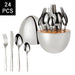 Elegant 24-Piece Stainless Steel Dining Set with Creative Egg-Shaped Cutlery