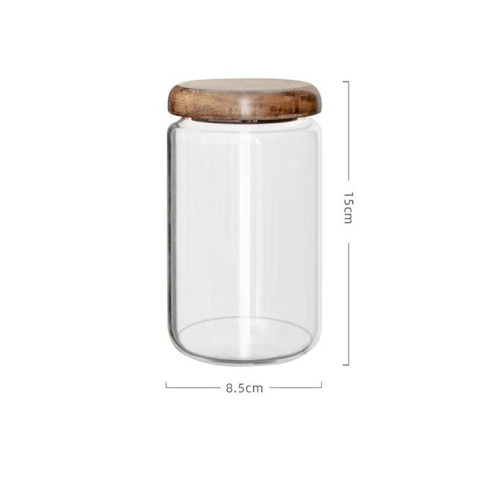 Elegant 10oz Airtight Glass Spice Jars with Acacia Wood Lid - 300ml Kitchen Storage Solution